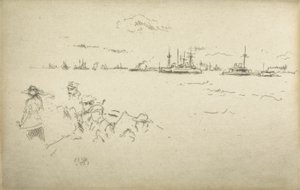 监视器，来自1887年题为“海军评论”的十二幅版画 作者 詹姆斯·阿博特·麦克尼尔·惠斯勒