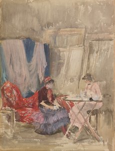 粉色和紫色的笔记--工作室，1883-1884。 作者 詹姆斯·阿博特·麦克尼尔·惠斯勒