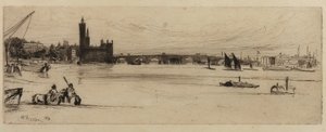 老威斯敏斯特桥，1859年。 作者 詹姆斯·阿博特·麦克尼尔·惠斯勒