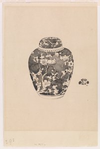钟形盖子的卵状姜罐，1878年。 作者 詹姆斯·阿博特·麦克尼尔·惠斯勒
