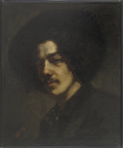 戴着帽子的惠斯勒画像，1857-59 作者 詹姆斯·阿博特·麦克尼尔·惠斯勒