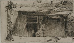 捡破烂的人，Quartier Mouffetard，巴黎，1858年。 作者 詹姆斯·阿博特·麦克尼尔·惠斯勒