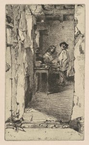 捡破烂的人，Quartier Mouffetard，巴黎，1858年。 作者 詹姆斯·阿博特·麦克尼尔·惠斯勒
