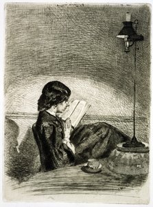 阅读灯光，1858年 作者 詹姆斯·阿博特·麦克尼尔·惠斯勒