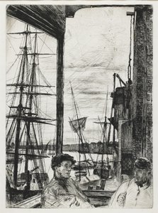 来自“泰晤士河和其他主题场景的十六幅蚀刻版画”的 Rotherhithe 作者 詹姆斯·阿博特·麦克尼尔·惠斯勒