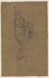 站立的妇女举起她的礼服左，c。 1872年。 作者 詹姆斯·阿博特·麦克尼尔·惠斯勒