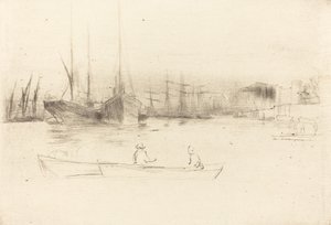 塔外的蒸汽船，1875年。 作者 詹姆斯·阿博特·麦克尼尔·惠斯勒