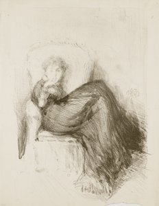 书房：莫德（Maud）坐在，1878年 作者 詹姆斯·阿博特·麦克尼尔·惠斯勒