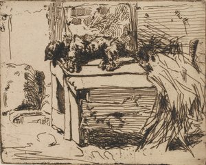 犬舍上的狗》，1858年。 作者 詹姆斯·阿博特·麦克尼尔·惠斯勒