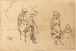 门普斯的孩子们，约1884-1886年。 作者 詹姆斯·阿博特·麦克尼尔·惠斯勒