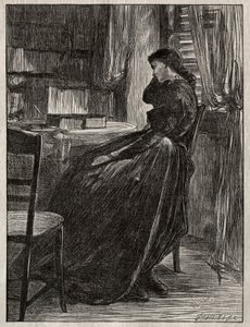 审判布道：乔安娜·道格拉斯（Joanna Douglas），1862年在她的办公桌旁。 作者 詹姆斯·阿博特·麦克尼尔·惠斯勒