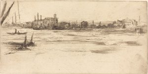 麻烦的泰晤士河》，约1875年。 作者 詹姆斯·阿博特·麦克尼尔·惠斯勒
