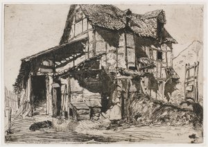 不安全的房舍。来自《自然》的12幅蚀刻画之一 《法国套装》，1858年。 作者 詹姆斯·阿博特·麦克尼尔·惠斯勒