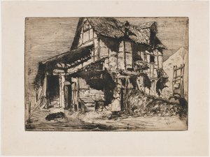 不安全的房舍。来自《自然》的12幅蚀刻画之一 《法国套装》，1858年。 作者 詹姆斯·阿博特·麦克尼尔·惠斯勒
