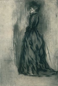 丝绒连衣裙Frances Leyland，c1873年，1904年 作者 詹姆斯·阿博特·麦克尼尔·惠斯勒