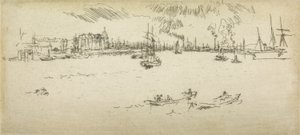 蒂尔伯里，来自1887年题为“海军评论”的十二幅版画 作者 詹姆斯·阿博特·麦克尼尔·惠斯勒