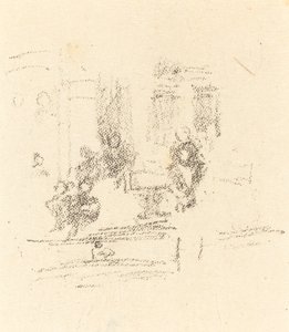 试验草图：一个室内，约1891年。 作者 詹姆斯·阿博特·麦克尼尔·惠斯勒