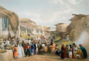 1838年至1842年在第一次阿富汗-阿富汗战争的水果季节期间，喀布尔集市