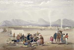 坎大哈市，来自&39;阿富汗的草图&39;，由Charles Haghe（1810-88）和Louis Haghe（1806-85）雕刻，由Henry Graves出版，1842年