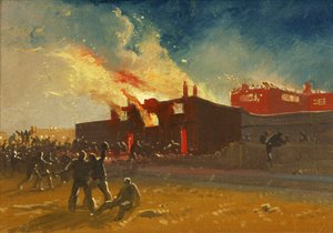 布里斯托尔暴动：烧劳福德门监狱，约1831年（纸上油）