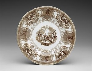 盘子，约1837-44年（转移印花的陶器 作者 詹姆斯·比奇（James Beech）