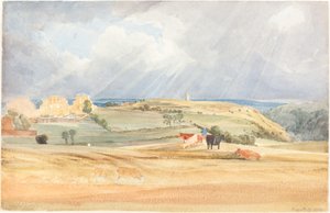 有牛的风景 萨默塞特，1830年。