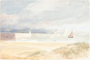 有帆船的海岸景象 波特兰，多塞特，1822-1839。