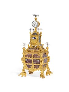 乔治三世音乐钟表钟，约1766年（奥莫卢，银和玛瑙）（另请参阅1860年） 作者 詹姆斯·考克斯