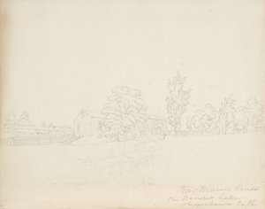 位于Derwent Lake的Mains House先生，Susquehanna Co. Pa。，1843年（石膏在奶油编织纸上）