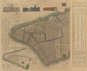 纽约市：朗沃斯的说明性地图和计划，1817年。 作者 詹姆斯·德福雷斯特烈酒
