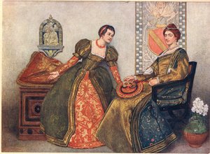 Portia和Nerissa，来自&39;The Merchant of Venice&39;，c.1910 作者 詹姆斯·德罗姆哥·林顿