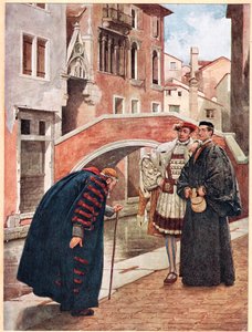 &39;带着叮叮当当的呼吸和悄悄的谦逊&39;，来自&39;The Merchant of Venice&39;的插图，c.1910