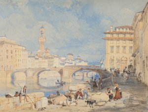 Ponte Santa Trinità，佛罗伦萨，1832年前。 作者 詹姆斯·杜菲尔德·哈丁