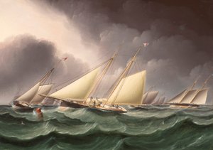 哥伦比亚和温诺纳绕过西南吐水浮标 作者：James E. Buttersworth
