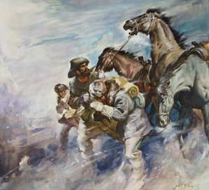 与风暴搏斗的人马（水粉画，纸本） 作者 詹姆斯·埃德温·麦康奈尔