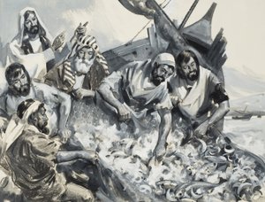 渔夫》（水粉画，纸本）