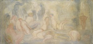 浴女（弯曲起伏的线条）1911 年（布面油画） 作者 詹姆斯·恩索尔