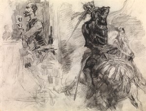 堂吉诃德（蜡笔和黑色粉笔画在纸上） 作者 詹姆斯·恩索尔