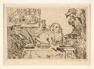 La gourmandise（《贪食》），选自作品集 Les p?ch?s capitaux（《致命的罪》）。 作者 詹姆斯·恩索尔