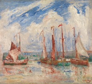 奥斯坦德港，c.1900-04（布面油画） 作者 詹姆斯·恩索尔