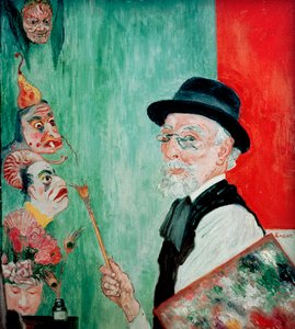 戴面具的自画像。1936 年（油画）