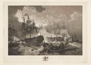 Slag bij Kamperduin, 1797
邓肯海军上将指挥的北海英国中队在 1797 年 10 月 11 日的行动中战胜荷兰舰队（标题见实物）