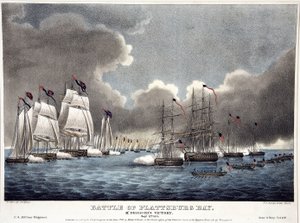普拉茨堡湾之战。McDonoughs Victory, pub.1840年（手绘版画