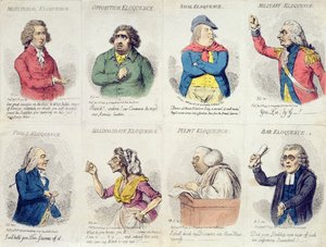 Hannah Humphrey在1795年出版的8个描绘口才的小插曲（手工彩色蚀刻）
