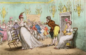 Hannah Humphrey于1804年出版的一种对舞蹈没有意义的广泛暗示（手工彩色蚀刻）