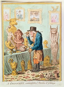 Cognoenti考虑Ye Antique的Ye Beauties，由Hannah Humphrey出版，1801年（手工蚀刻） 作者 James Gillray