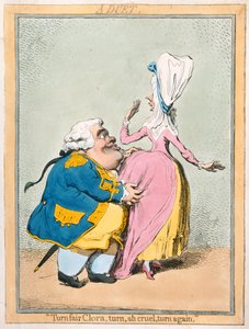 二重奏：1792年Hannah Humphrey出版的“转向公平的Clora，转身，啊残忍，再次转身”（手工彩色蚀刻）