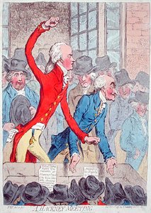 哈克尼会议》，由汉娜-汉弗莱于1796年出版（手绘蚀刻版）。 作者 詹姆斯·吉里