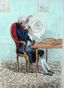 一位目光敏锐的政治家发现了英国的征服，由汉娜-汉弗莱于1795年出版（手绘蚀刻画）。 作者 詹姆斯·吉里