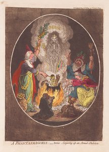 幻影：场景 - 召唤出武装骷髅，酒吧。 1803（手工彩刻） 作者 詹姆斯·吉里